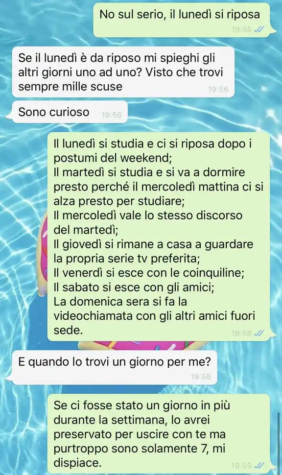 Ogni scusa é buona per dirti di no