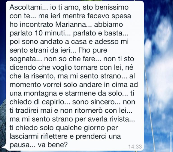 Forse non volevo prendere una pausa